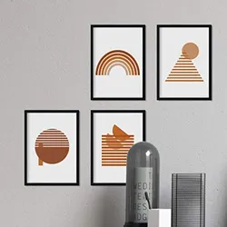 POSTER Set mit 4 Motiven nach Marokko, Terracotta, Braun A4 Schwarzer Rahmen