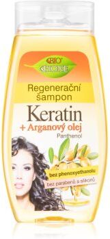 Bione Cosmetics Keratin + Argan champô regenerador para cabelo brilhante e macio 260 ml. Keratin + Argan