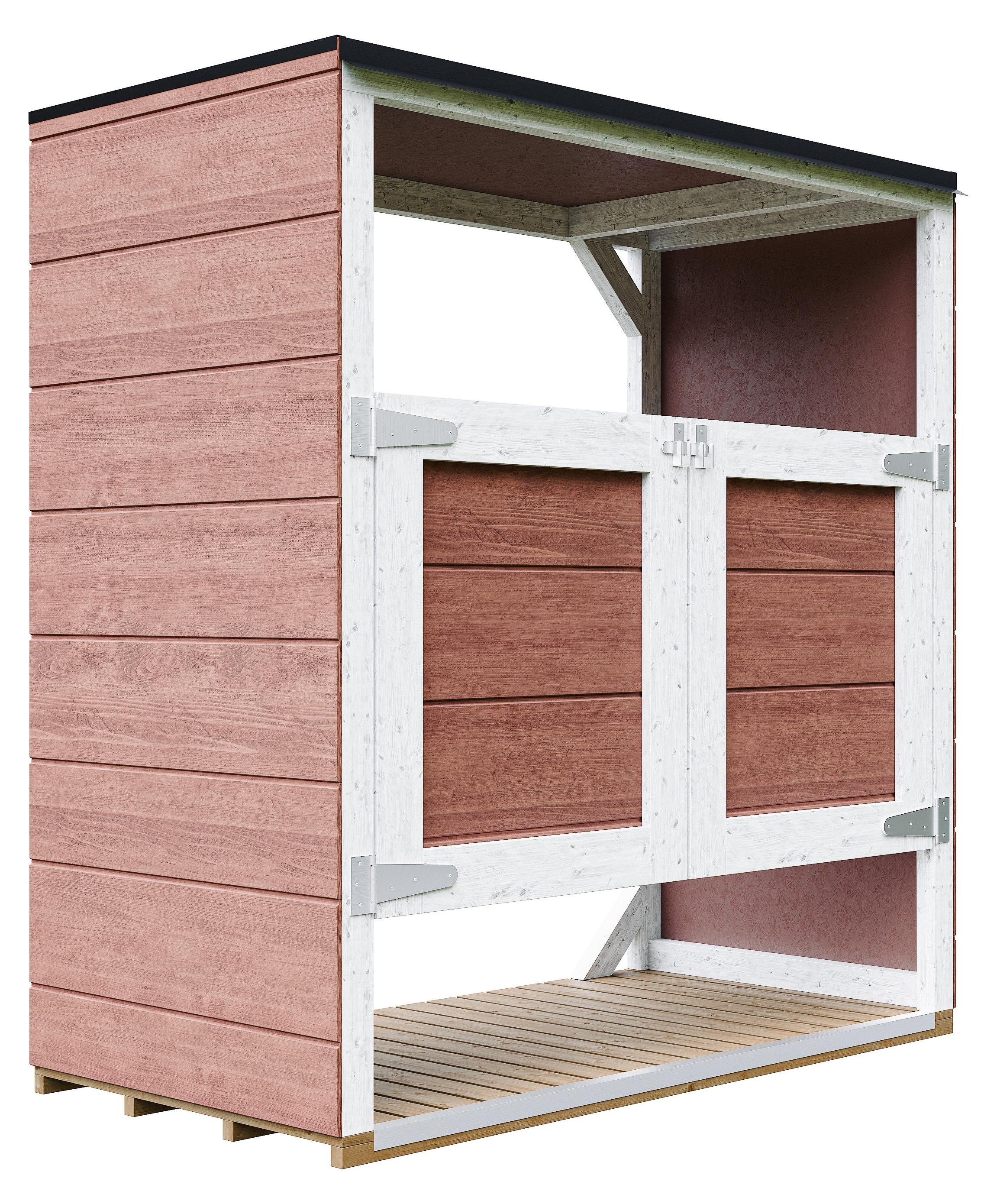 Mülltonnenbox 2er 240L Aus Wetterfest LP Smartside Holz, Mülltonnenverkleidung mit Türen, Garten Mülltonnenbox - Timbela M980A-REDWOOD RED