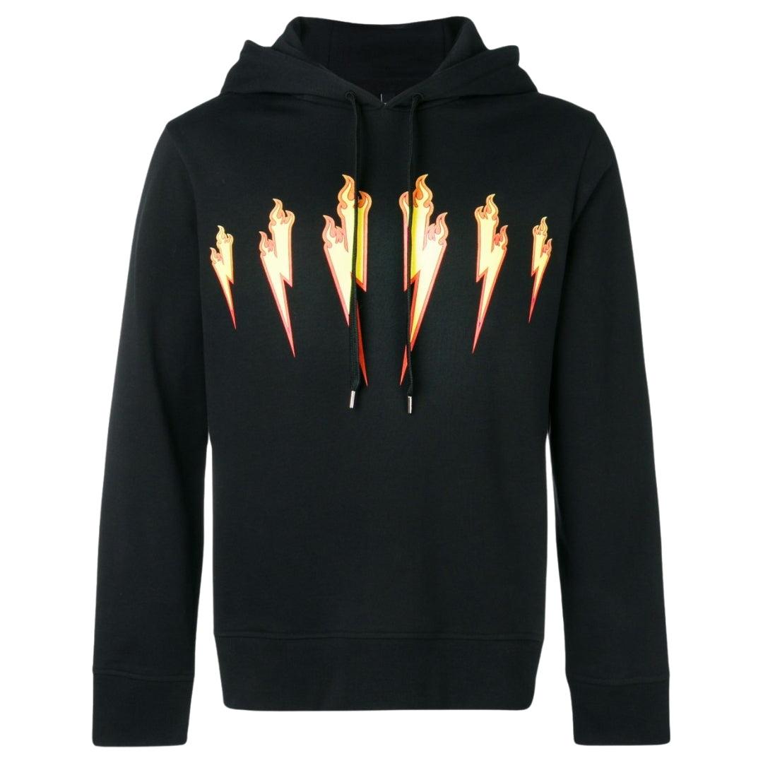Zwarte hoodie met Neil Barrett Thunder Flame Lightning Bolt-logo
