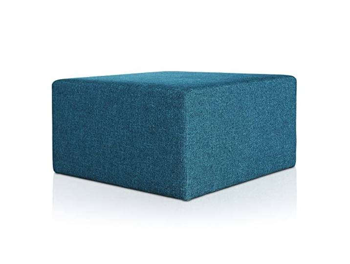 Deshome Pouf hocker Fußstütze 83x83x44 cm Wasserabweisender Stoff: Modernes Design Pouf für Sofa Wohnzimmer Schlafzimmer, Puff hocker, Pouffe Minerva Denim Blue