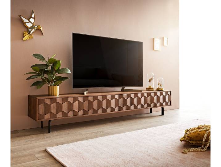 Buffet bas Fevo 220 cm acacia marron 4 portes