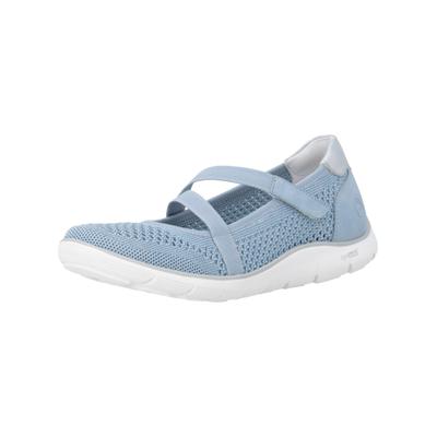 Riemchenballerina REMONTE "Remonte Ballerinas Textil", Damen, Gr. 37, blau (aqua), Textil, Schuhe Riemchenballerina