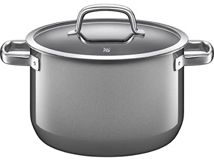 WMF Fusiontec Mineral Kochtopf groß 24cm, Glasdeckel, Fleischtopf Induktion 6,4l, High-Tech Keramik, kratzfest, grau