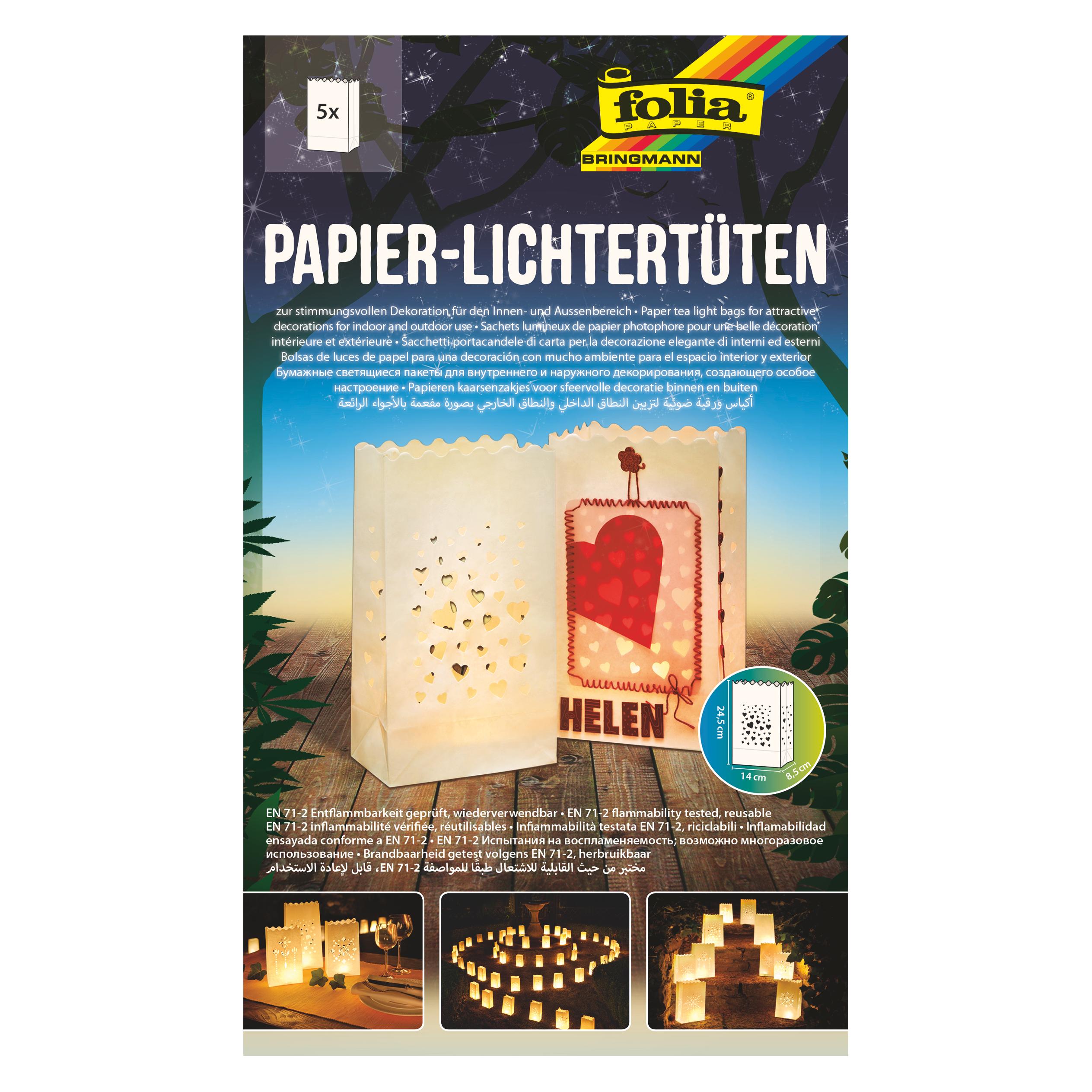 Folia Lichtertüten Herzen (5 Stk.) (12402)