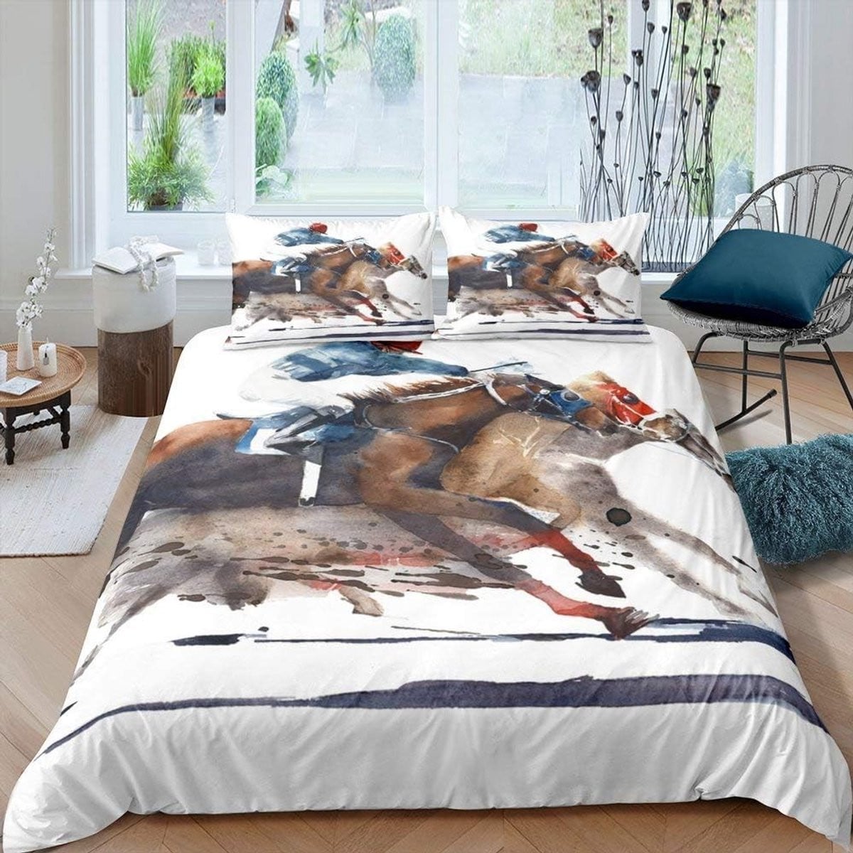 Dekbedovertrek met paardenprint voor volwassenen en meisjes - Luxe beddengoedset met moderne paardenprint
