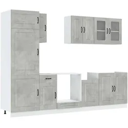 vidaXL 8-tlg. Küchenschrank-Set Kalmar Betongrau Holzwerkstoff