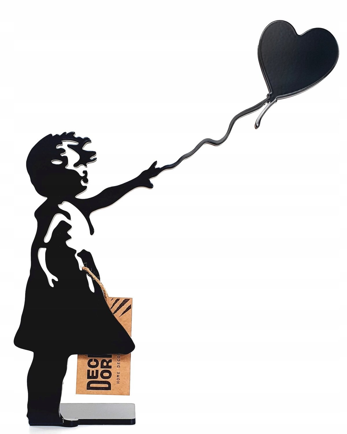 Decorizzly Metalen Meisje met Ballon Decoratie - Zwart