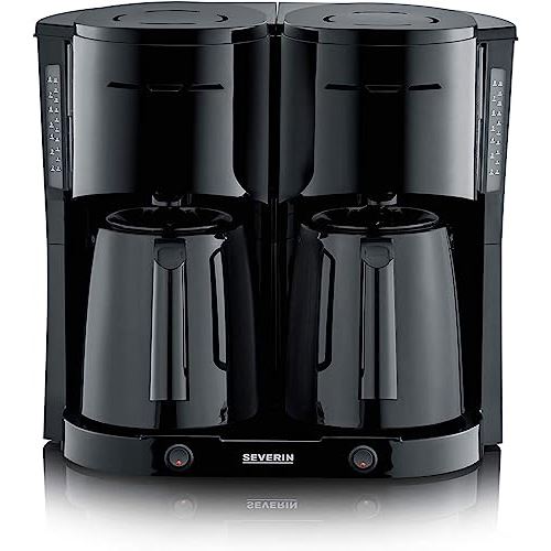SEVERIN Doppel-Kaffeemaschine 2x8 Tassen schwarz 2 Thermokannen, 2x1000W, Auto-off