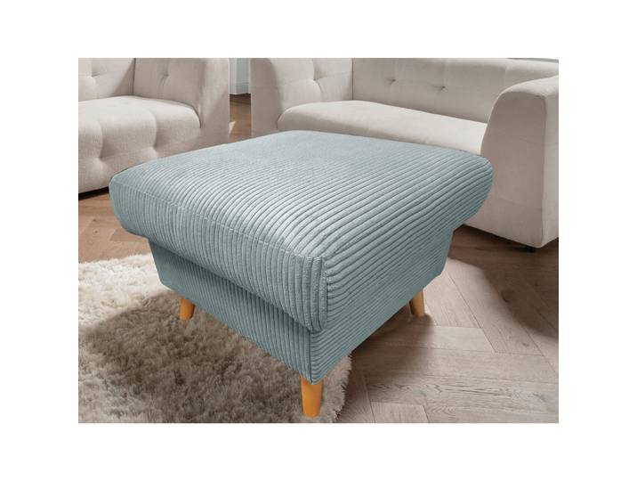 P & B Hocker Valentina, Hellblau, Holz, Buche, Uni, rechteckig, 61x43x61 cm, erweiterbar (Typenauswahl), Stoff-/Lederauswahl, Wohnzimmer, Hocker, Sitzhocker