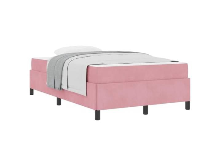 PUGYNBK Bettgestell mit rosa Matratze, 120 x 200 cm, Stoff Holz, mittlere Festigkeit, Taschenfedern, minimalistisches Design, starre Latten