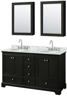 Wyndham Collection Deborah 60-inch Dark Espresso Double Vanity, Oval Sinks, Med Cabs