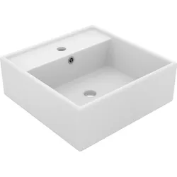 vidaXL Luxus-Waschbecken Überlauf Quadratisch Matt Weiß 41x41 cm