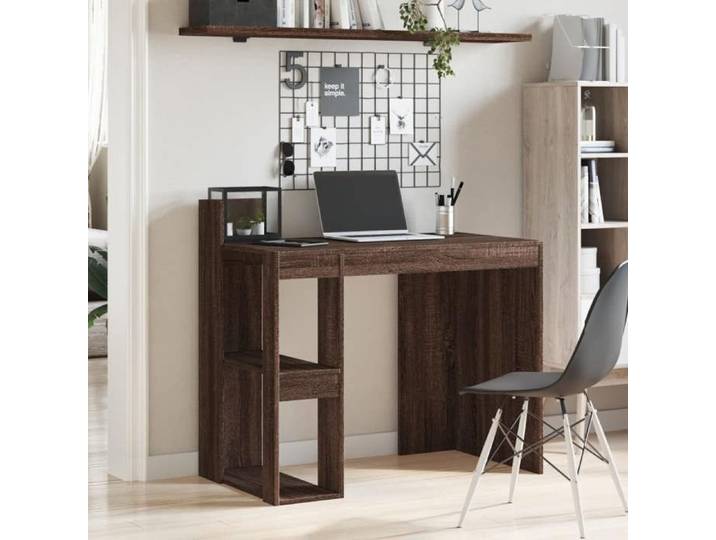 Bureau - - chêne marron - 103 5x56 5x94 cm - bois d'ingénierie - 2 étagères - Charge maximale 70 kg - Charge maximale 40 kg 6