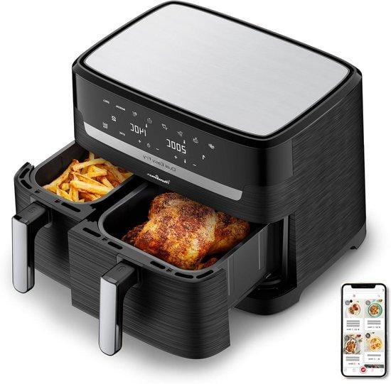 Moulinex Airfryer XXL Dubbel met twee lades, 8 liter, Zwart
