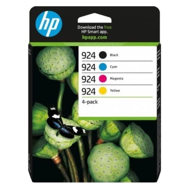 HP 924 CMYK 4-Pack (6C3Z1NE) Ink Cartridge Multipack, BK/C/M/Y (BK, C, M, Y) (6C3Z1NE#301)