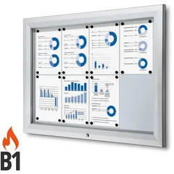 Schaukasten 8x A4, ESG Sicherheitsglas B1 Alu Infokasten wetterfest aussen 8xA4