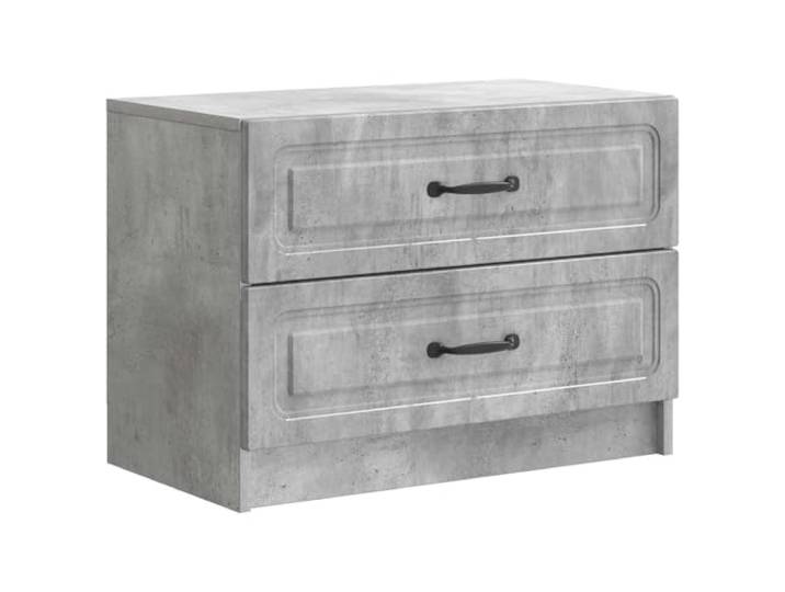 LMTYOENFG Nachttisch Betongrau mit 2 Schubladen 62x34,5x44,5 cm Stilvoller Beistelltisch für das Schlafzimmer mit matten Stangengriffen, pflegeleichter Oberfläche und sicherem Stand.