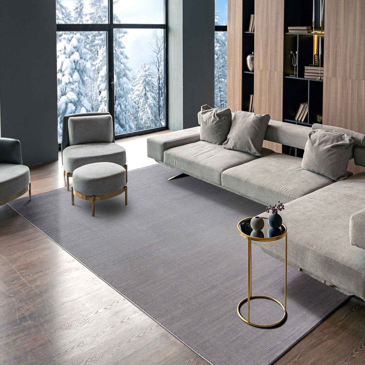 Flycarpets Eleganza Modern Laagpolig Gestreept Vloerkleed - Lichtgrijs - B: 290 cm, D: 200 cm