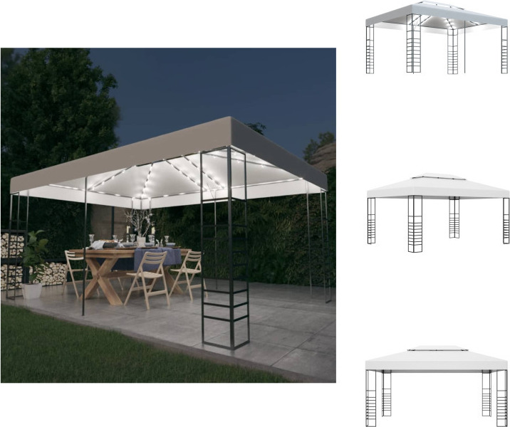 vidaXL Pavillon mit LED-Lichterkette 4x3x2,7 m Weiß - Pavillons & Partyzelte