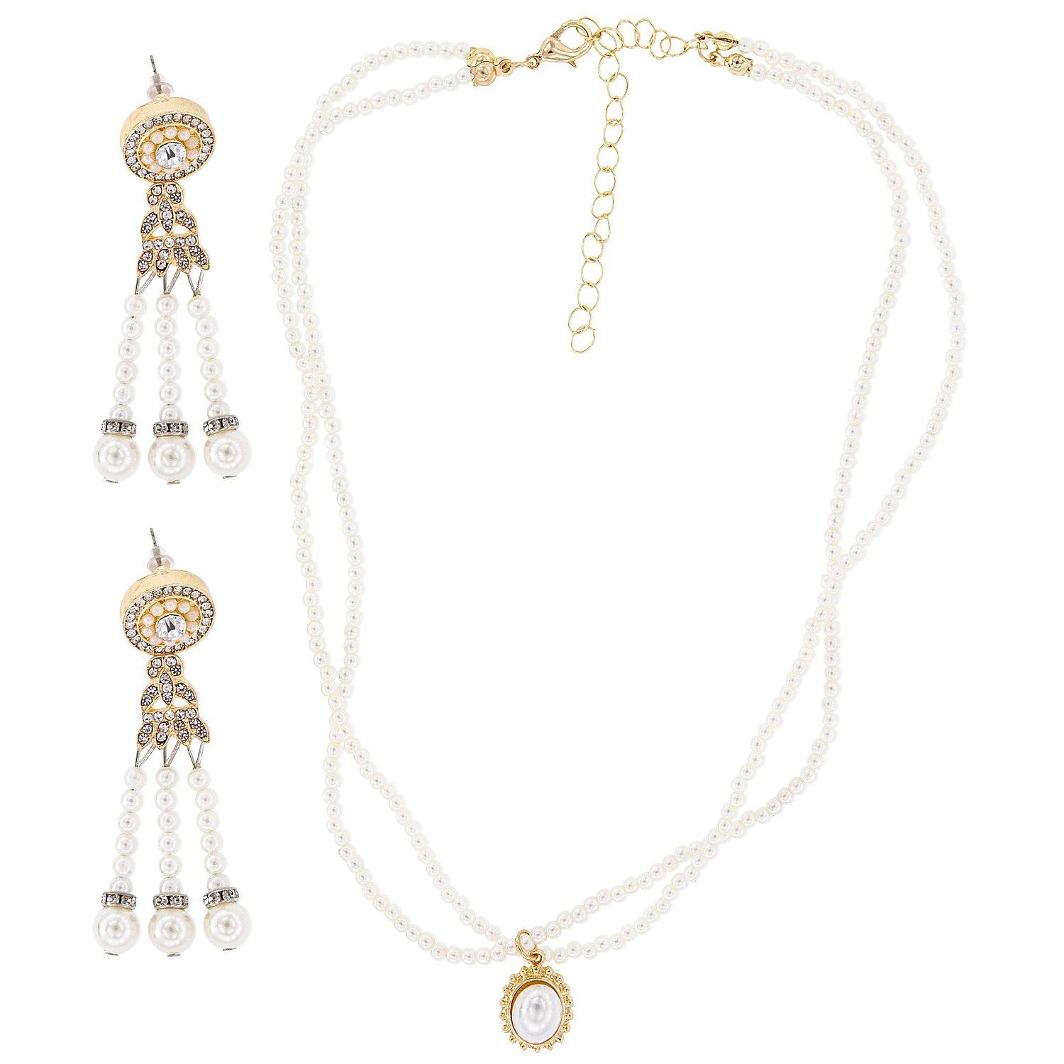 Schmuck-Set "Perlen", 3-teilig, creme/gold