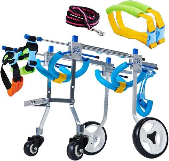 Hunde-Rollstuhl verstellbar - Hunde-Auto-Rehabilitation - Mobilitätsunterstützung - Aluminiumlegierung Leichtgewicht - Größe S - Silber