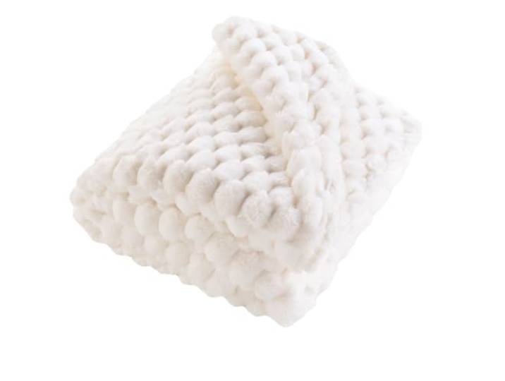 Douceur d'Intérieur\, Plaid Chaud Hiver (125 x 150 cm) Frosty Naturel\, Imitation Fourrure & Sherpa