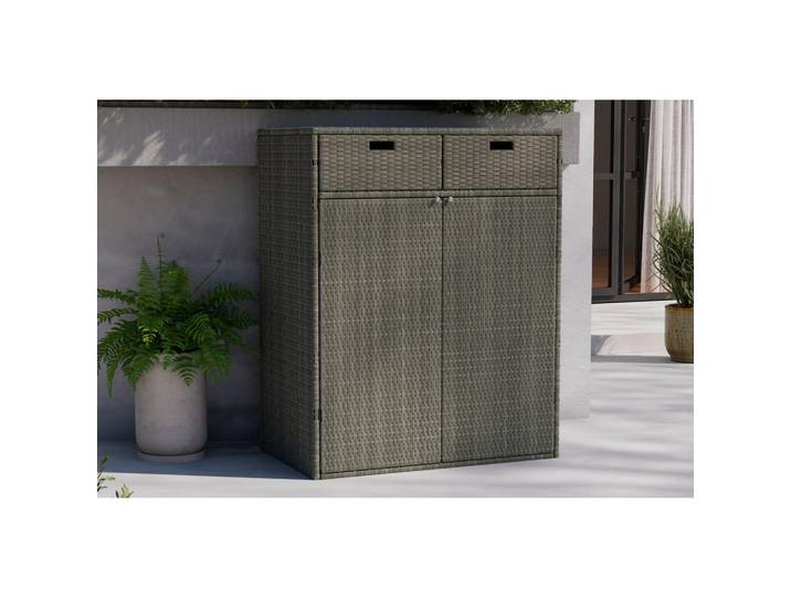 Ambia Garden Gartenkommode, Braun, Grau, Metall, Kunststoff, 2 Schublade(n) Schubladen, 90x113x55 cm, Gartenzubehör, Kissenboxen