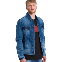 Cross Jeans Herren Jeansjacke - Regular Fit - Blau - Mid Blue Used - Mid Blue Used (017) - M