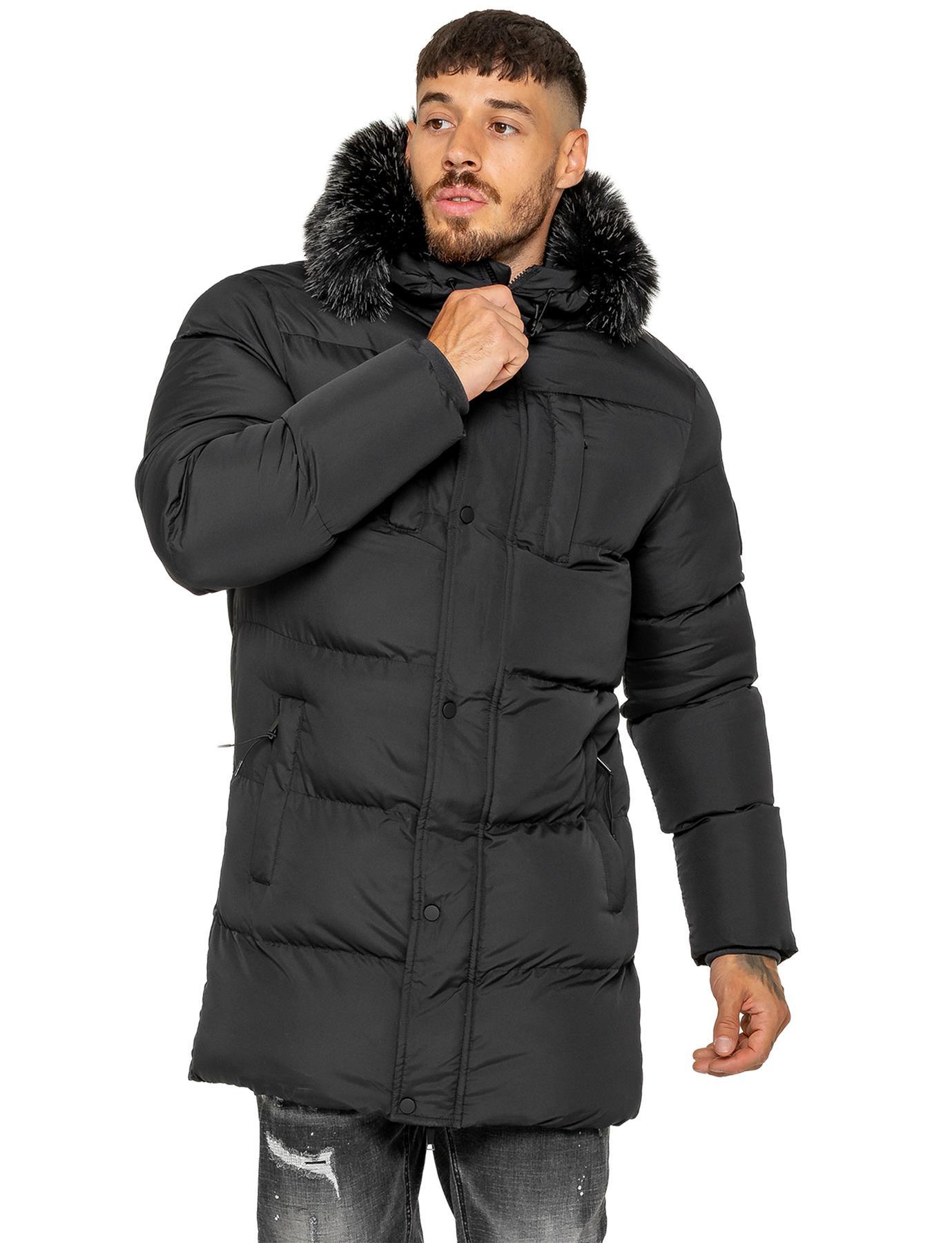 Enzo Milano | Herren Langjacke mit gepolsterter Kapuze