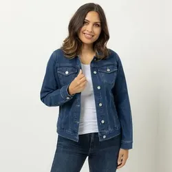 DENIM & CO. Jeansjacke Kordkragen Knopfleiste Brusttasche
