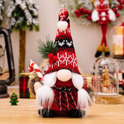 Modern Mode Marketplace Knitted Red Dwarf, Christmas Doll Hairball, Christmas Faceless Doll, Holiday Decorations, Home New Year Gift b