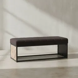 KADIMA DESIGN Vintage-Sitzbank, Retro-Look, Metallgestell, Rillenmuster, Platzsparend