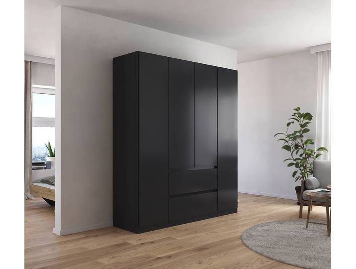 Drehtürenschrank Mainz 181cm Grau/Graumetallic Basic ohne Spiegeltür/-en