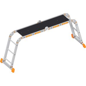 Layher Gelenkleiter Topic 1057, Länge 3,45m, mit Plattform, 4 x 3 Sprossen