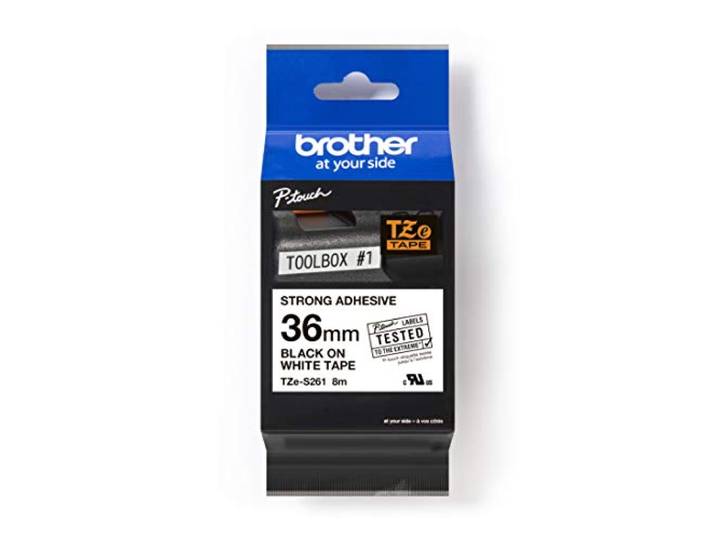 Brother Brother Genuine Supplies TZe-S261 Ruban adhésif puissant Noir sur blanc 36 mm (l) x 8 m (L)