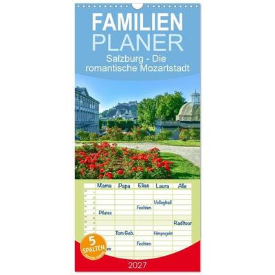 Familienplaner 2027 - Salzburg - Die romantische Mozartstadt mit 5 Spalten (Wandkalender, 21 x 45 cm) CALVENDO