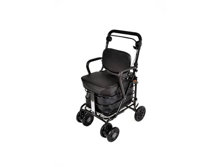 Prestige Walk and Rest Einkaufstrolley mit Sitz und Armlehne, Gehgestell, sitzender Mobilitätswagen, Kinderwagen, Rollwagen (vollständig montiert in Großbritannien, gebrauchsfertig) Schwarz