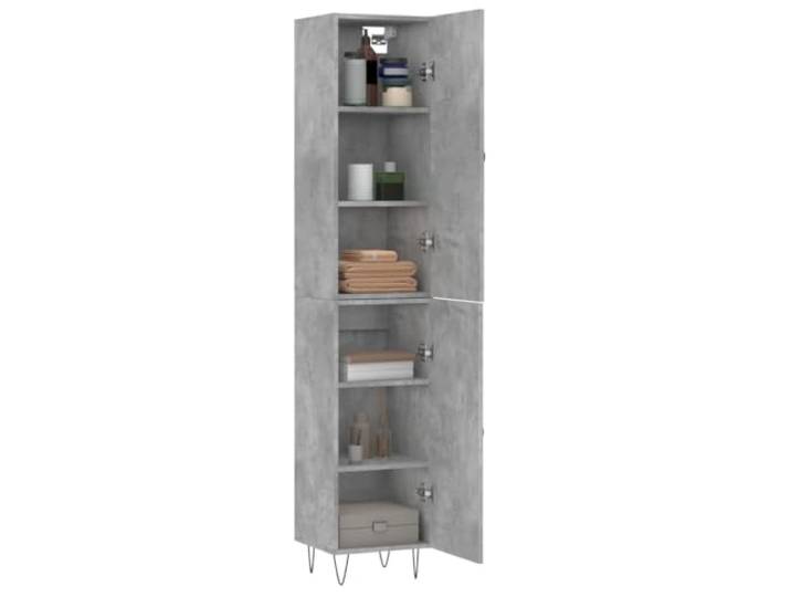 KTHLBRH Anrichte grau Beton 34,5 x 34 x 180 cm Holz mehrschichtig Metallfüße, großer Stauraum, Staubschutztüren, inklusive Wandbefestigung