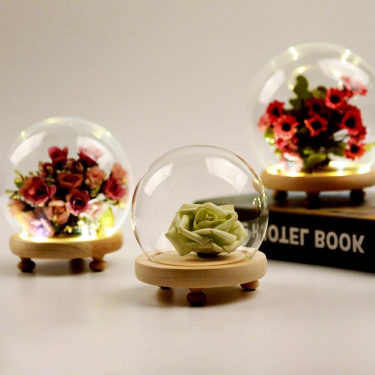 Glazen Stolp met Houten Basis - Decoratieve Koepel voor Presentatie - Helder - 25 cm
