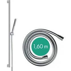 hansgrohe Pulsify S Duschset 100, 1 Strahlart wassersparend, Duschstange 90 cm, 24382670, Farbe: Mattschwarz