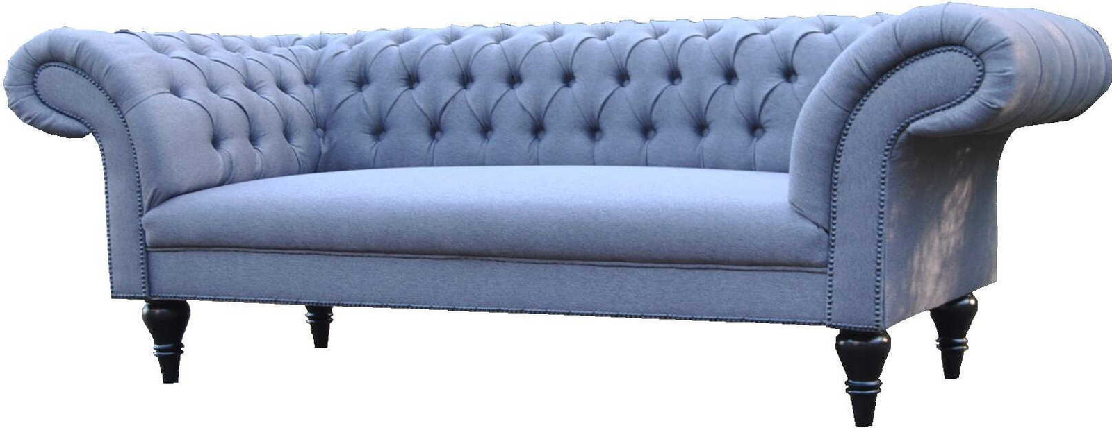 Chesterfield 3-zits designbank in blauwe textiel