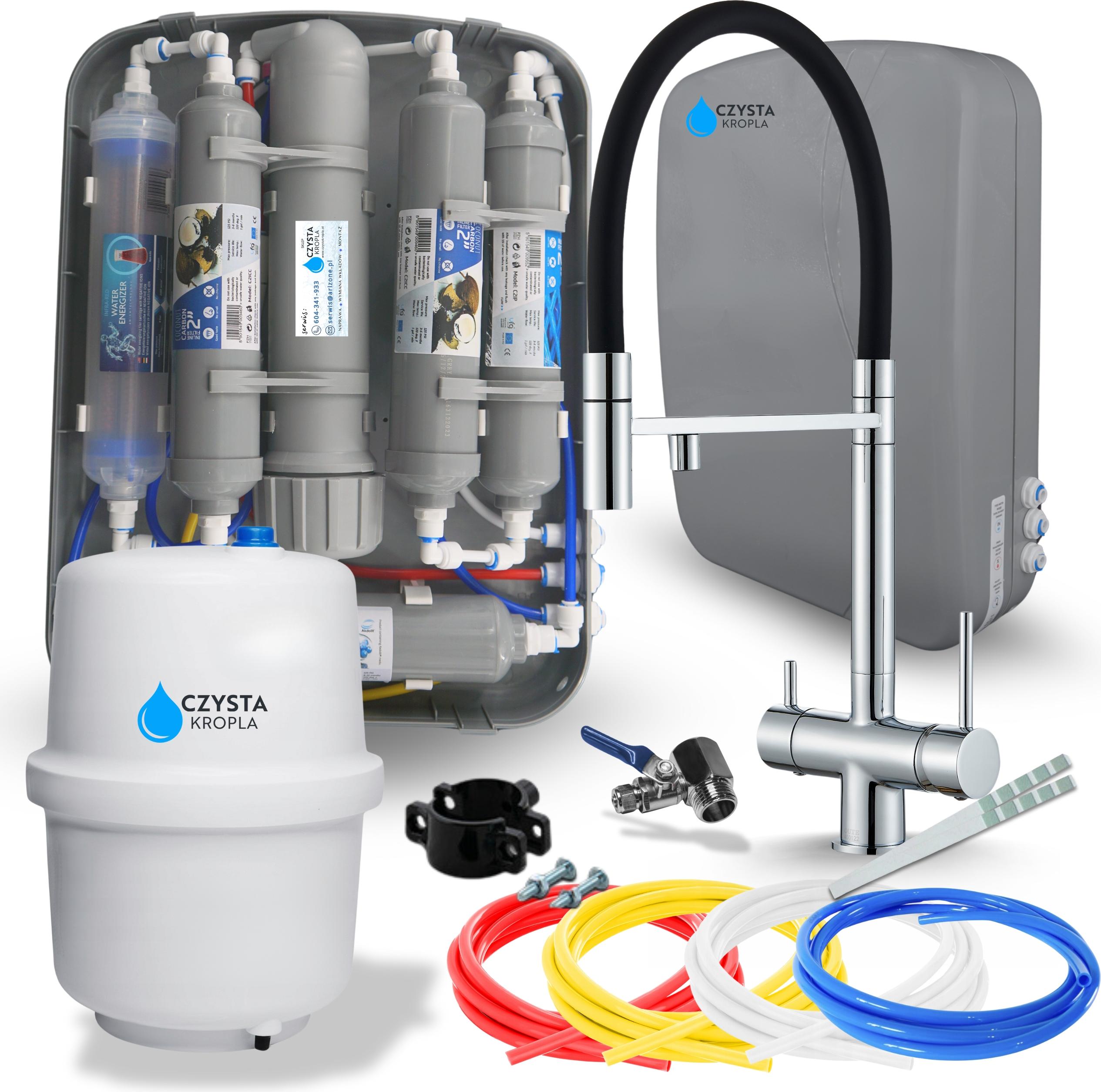 Wasserfilter Set RO7 Slim mit Küchenarmatur HighFlex 3-Wege, 7-stufige Filtration, Mineralisierung, Chrom