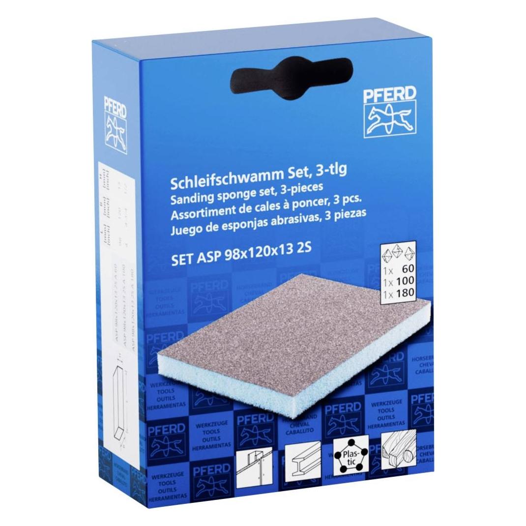 Pferd 44698011 Wasserfester Schleifschwamm 98x120x13 mm A60 A100 A180 zweiseitig fuer (44698011)