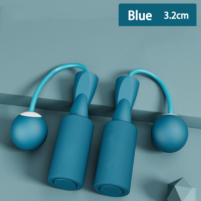 On Spot Shop Fitness Jump Rope With Big Ball, Heavy Cordless Skipping Rope For Fat Burning, Suitable For Household Indoor Sports blue 3.2cm