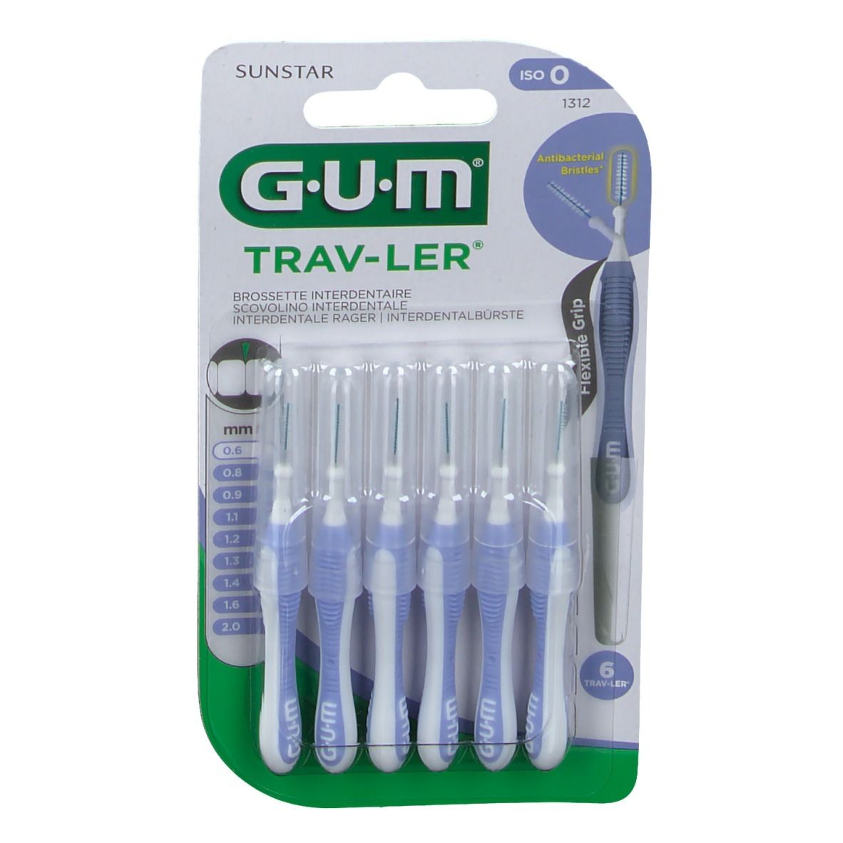 GUM Trav-Ler 0,6mm Kerze hellblau Interdentalbür. 6 St Zahnbürste