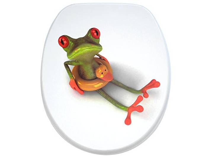 Sanilo WC Sitz ohne Absenkautomatik, einfache Montage, aus Holz, Froggy