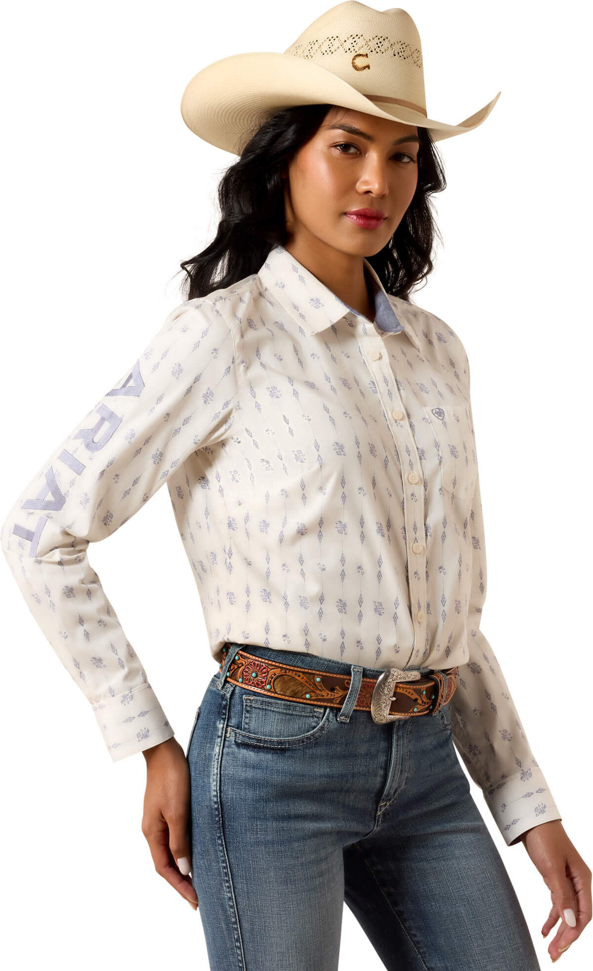 Women's Team Kirby Shirt in Sea Salt Dewdrop, Size: Large by Ariat