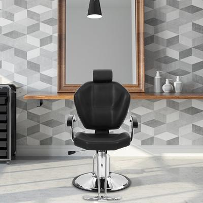 karlinc Hydraulic Salon Chair Hair Beauty Equipment Barber Chair with Headrest Black - N/A
