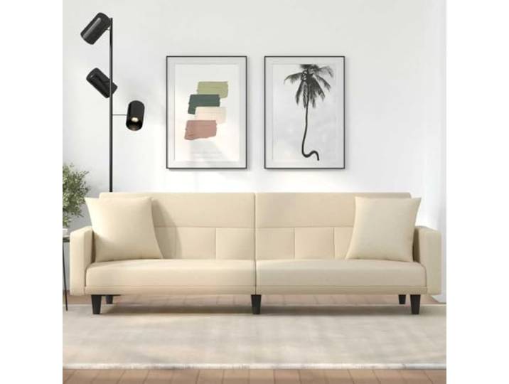 HEFZGDB Schlafsofa mit Kissen Creme Stoff – Verstellbare Rückenlehne für Doppelbett, Atmungsaktives und Langlebiges Material, Robuster Sperrholzrahmen, Bequeme Sitzgelegenheit